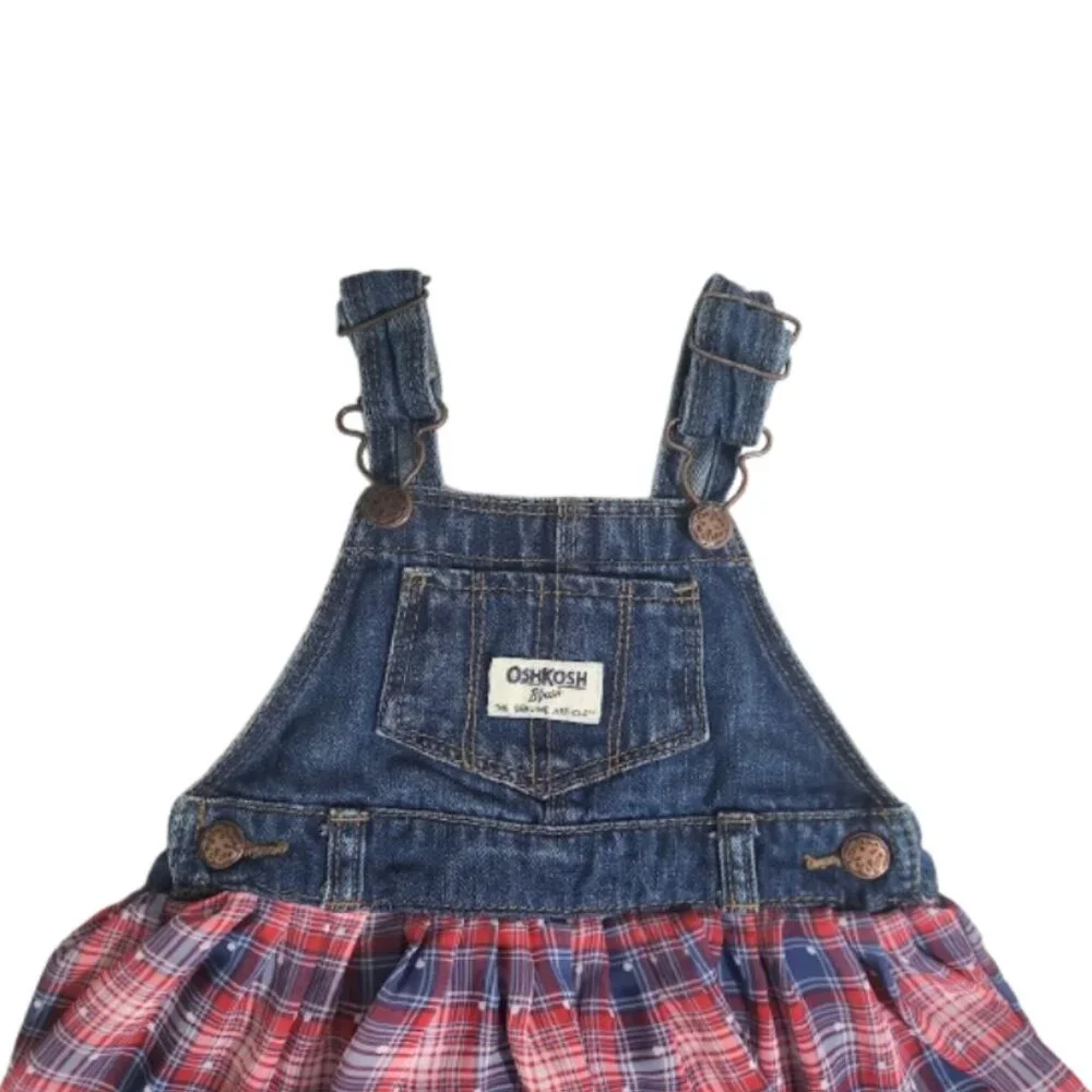 OSHKOSH B'GOSH Denim Blue Jean Bib Overall Dress - Infant Girl's 12 Months